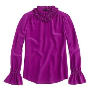 J. Crew Pink Ruffled Bell Sleeve Blouse